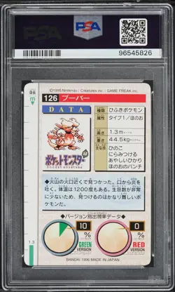 PSA 7 NEAR MINT Magmar #126 Bandai Carddass Vending Green 1996 Pokemon Card - Image 2