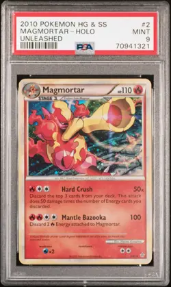 PSA 9 MINT Magmortar 2/95 Holo HGSS Unleashed 2010 Pokemon Card - Image 1