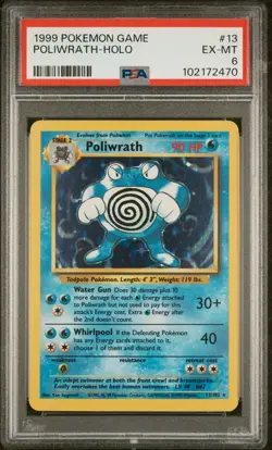 PSA 6 EX-MINT Poliwrath 13/102 Holo Base Set 1999 Pokemon Card - Image 1