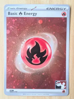 Fire Energy SVE 010 NM Cosmos Holo Prize Pack Series 7 [Play! Pokemon Stamp] - Image 1