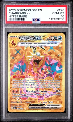 2023 POKEMON OBF EN-OBSIDIAN FLAMES HYPER RARE #228 CHARIZARD EX PSA 10 GEM MT - Image 1