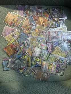 100+ POKEMON CARDS TCG BULK LOT & DOUBLE RARE EX CARD - Image 1