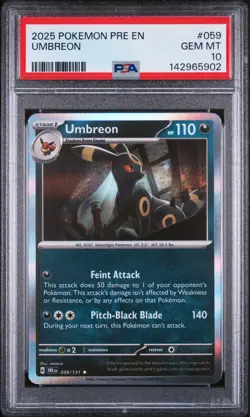 2025 POKEMON PRE EN-PRISMATIC EVOLUTIONS #059 UMBREON PSA 10 - Image 1