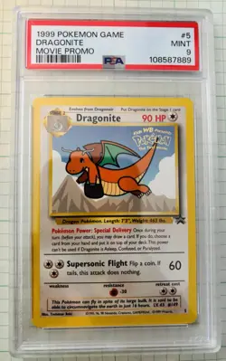 1999 Pokemon: The First Movie Black Star Promo Dragonite PSA 9 Mint #5 - Image 1