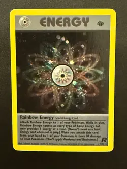 Pokemon TCG 1st Edition Holo Team Rocket Rainbow Energy 17/82 Vintage 2000 SWIRL - Image 1