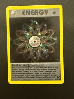 Pokemon TCG 1st Edition Holo Team Rocket Rainbow Energy 17/82 Vintage 2000 SWIRL - Image 3