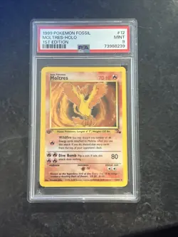 1999 Pokemon Fossil 1st Edition Moltres Holo PSA 9 - Image 1