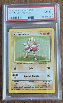 1999 Pokemon Base Set - Hitmonchan Holo (7/102) - PSA 8 (NM-Mint) - Image 1
