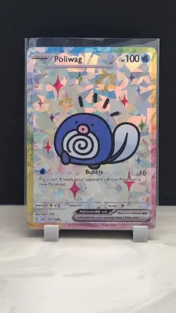 Pokemon Cracked Ice Holo Rainbow Boarder Cute Anime Poliwag Card - Image 1
