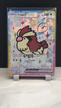 Pokemon Cracked Ice Holo Rainbow Boarder Cute Anime Pidgey Card - Image 1