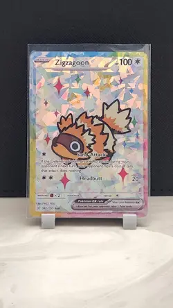 Pokemon Cracked Ice Holo Rainbow Boarder Cute Anime Zigzagoon Card - Image 1