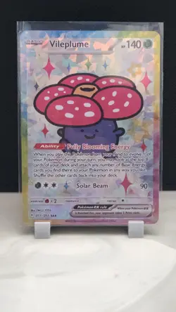 Pokemon Cracked Ice Holo Rainbow Boarder Cute Anime Vileplume Card - Image 1