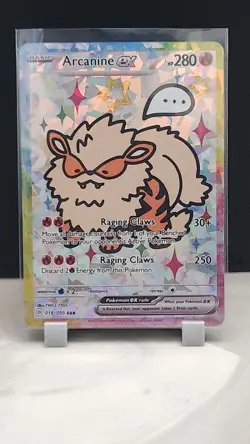 Pokemon Cracked Ice Holo Rainbow Boarder Cute Anime Arcanine EX Card - Image 1