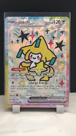 Pokemon Cracked Ice Holo Rainbow Boarder Cute Anime Jirachi Card - Image 1