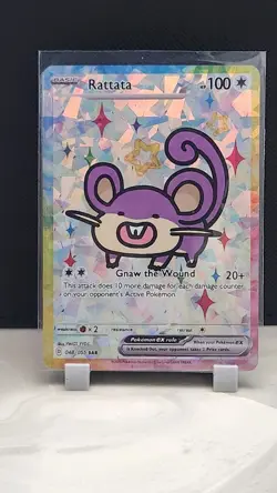 Pokemon Cracked Ice Holo Rainbow Boarder Cute Anime Rattata Card - Image 1