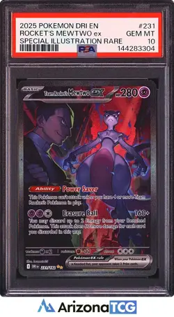 Pokemon 2025 Team Rocket's Mewtwo ex 231/182 SIR Destined Rivals GEM MINT PSA 10 - Image 1
