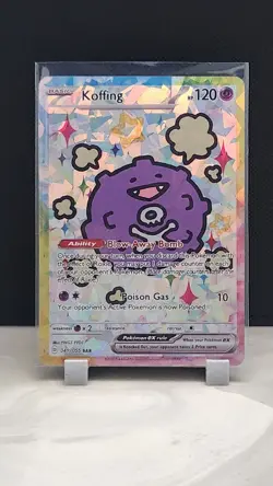 Pokemon Cracked Ice Holo Rainbow Boarder Cute Anime Koffing Card - Image 1
