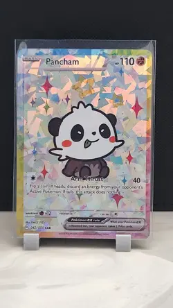 Pokemon Cracked Ice Holo Rainbow Boarder Cute Anime Pancham Card - Image 1