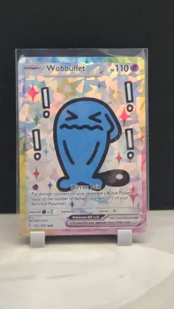 Pokemon Cracked Ice Holo Rainbow Boarder Cute Anime Wobbuffet Card - Image 1