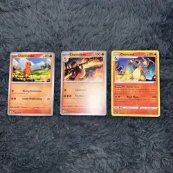 Pokemon TCG 151 Non Holo Full Charmander Evolution Line (including Charizard) - Image 1