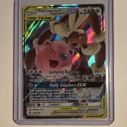 Pokemon Mega Lopunny & Jigglypuff GX Ultra Rare Holo TAG TEAM 165/236 Sm-Cosmic… - Image 1