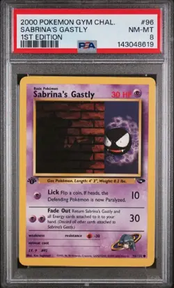 2000 Pokemon 1st Edition Sabrina's Gastly Gym Challenge PSA 8 - Image 1
