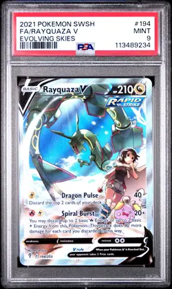 2021 POKEMON SWORD & SHIELD EVOLVING SKIES #194 FULL ART/RAYQUAZA V PSA 9 - Image 1