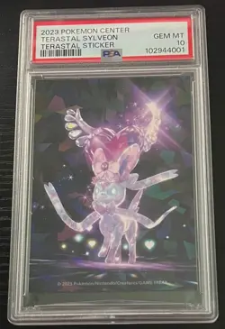 2023 POKEMON CENTER TERASTAL STICKER TERASTAL SYLVEON PSA 10 - Image 1