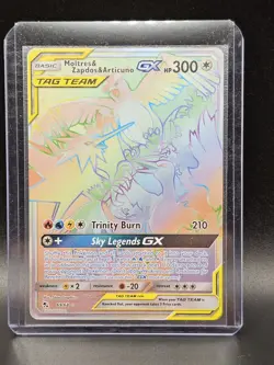 Pokemon Hidden Fates Moltres Zapdos Articuno GX Full Art Rainbow Rare - Image 1