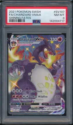 2021 Pokemon Sword & Shield SV107 Full Art Charizard Vmax Shining Fates PSA 8 - Image 1