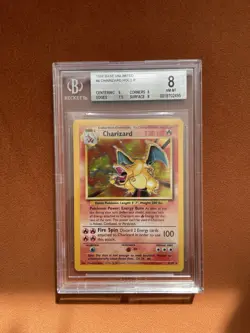 1999 Pokemon Base Set Unlimited #4 Charizard Holo R BGS 8 NM-MT - Image 3