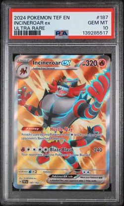 2024 POKEMON TEF EN-TEMPORAL FORCES ULTRA RARE #187 INCINEROAR EX PSA 10 - Image 1