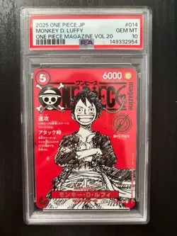 2025 ONE PIECE JPN PROMOS ONE PIECE MAGAZINE VOL.20 #014 MONKEY D. LUFFY PSA 10 - Image 1