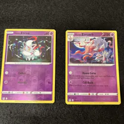 Pokemon TCG Hisuian Zorua & Zoroark Reverse Holo Lost Origin 2 Card Lot - Image 1