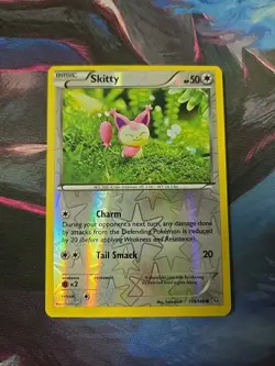 REVERSE HOLO Skitty 113/160 LP - Yuka Morii Clay XY Primal Clash Pokemon Card - Image 1
