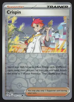 SV: Prismatic Evolutions Crispin #105/131 Reverse Holo Pokemon Card - Image 1