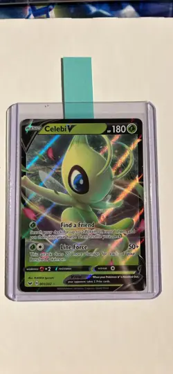 POKEMON TCG CARD Celebi V 001/202 Sword & Shield 2020 Ultra Rare Holo Foil - NM - Image 1