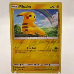 Pokemon TCG Pikachu 28/73 Reverse Holo Common SM Shining Legends Card NM - Image 1