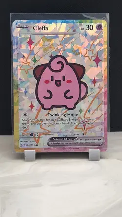 Pokemon Cracked Ice Holo Rainbow Boarder Cute Anime Cleffa Card - Image 1