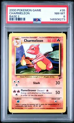 2000 POKEMON BASE SET 2 #35 CHARMELEON PSA 8 - Image 1