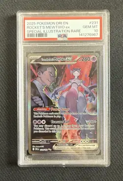 Pokemon 2025 Team Rocket's Mewtwo ex 231/182 SIR Destined Rivals GEM MINT PSA 10 - Image 1