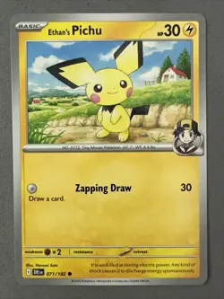 Pokemon TCG * Destined Rivals 071/182 Ethan's Pichu Common * UNG NM FRESH PACK - Image 1