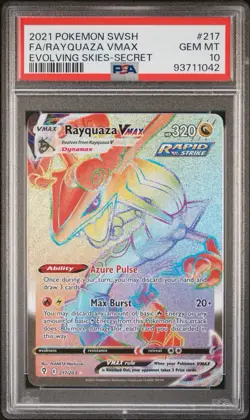 Pokemon Rayquaza VMAX 217/203 Secret Rainbow Rare Evolving Skies, PSA 10 - Image 1