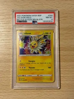 Pokemon Jolteon Battle Styles 3 Pk. Blister Black Star Holo Promo SWSH094 PSA 8 - Image 1