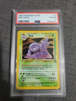 1999 Pokemon Fossil - Muk - HOLO #13 EX-MT Graded PSA 6 - Image 1