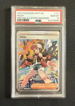 2025 POKEMON WHT EN-WHITE FLARE SPECIAL ILLUSTRATION RARE #171 HILDA PSA 10 - Image 1