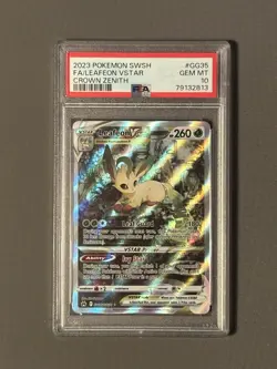 2023 POKEMON SWORD & SHIELD CROWN ZENITH #GG35 FULL ART/LEAFEON VSTAR PSA 10 - Image 1