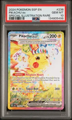2024 POKEMON SSP EN-SURGING SPARKS SPECIAL ILLUSTRATION RARE PIKACHU EX PSA 10 - Image 1