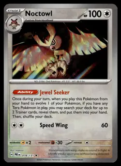 Noctowl (Master Ball Pattern) Holofoil 078/131 SV: Prismatic Evolutions Pokemon - Image 1