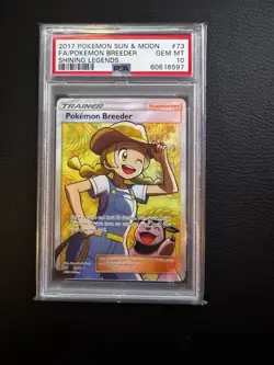 Pokemon TCG Pokemon Breeder Full Art Ultra Rare Holo Shining Legends PSA 10 #73 - Image 1